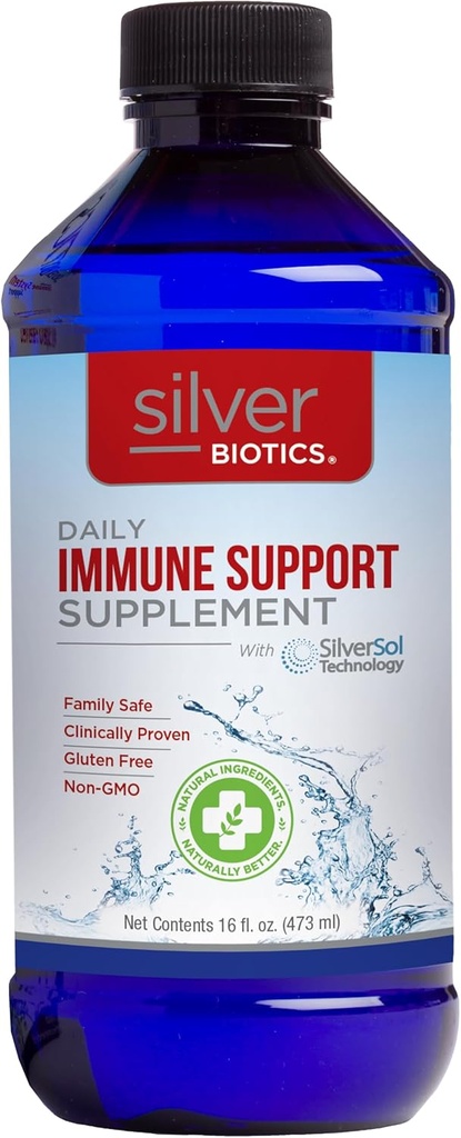 Silver Biotics Multivalent SilverSol Technology Ag4O4 10 PPM Immune Support -Bio-Hacking Immune Building Natural Support - 16 Fl Oz