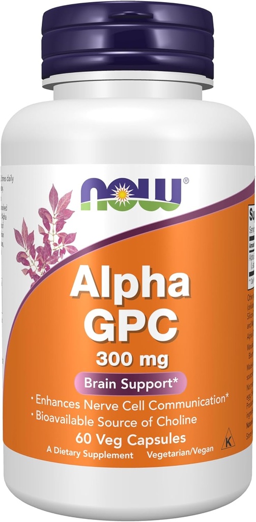 Suppléments, Alpha GPC 300 mg avec Biodisponible Source de Choline, 60 Capsules de Veg