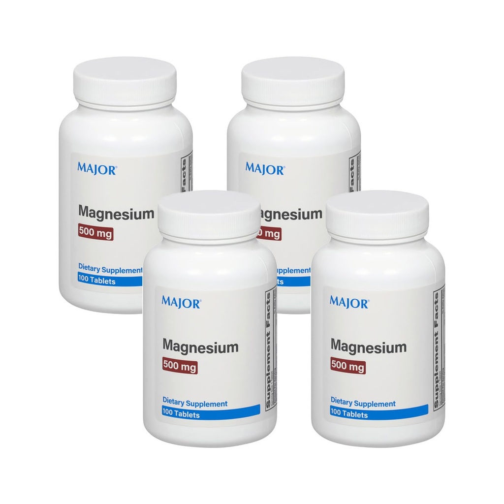 Major Magnésium 500mg - Comprimés d'oxyde de magnésium - Supplément alimentaire - 100 Compte (4 Pack)