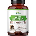 Zazzee White Rein Bean 10:1 Extrait, 1800 mg par portion, 200 capsules végétaliennes, plus de 2 mois d'approvisionnement, normalisé, concentré 10X extrait, 100% végétarien, tout naturel et non-OGM, fabriqués aux États-Unis