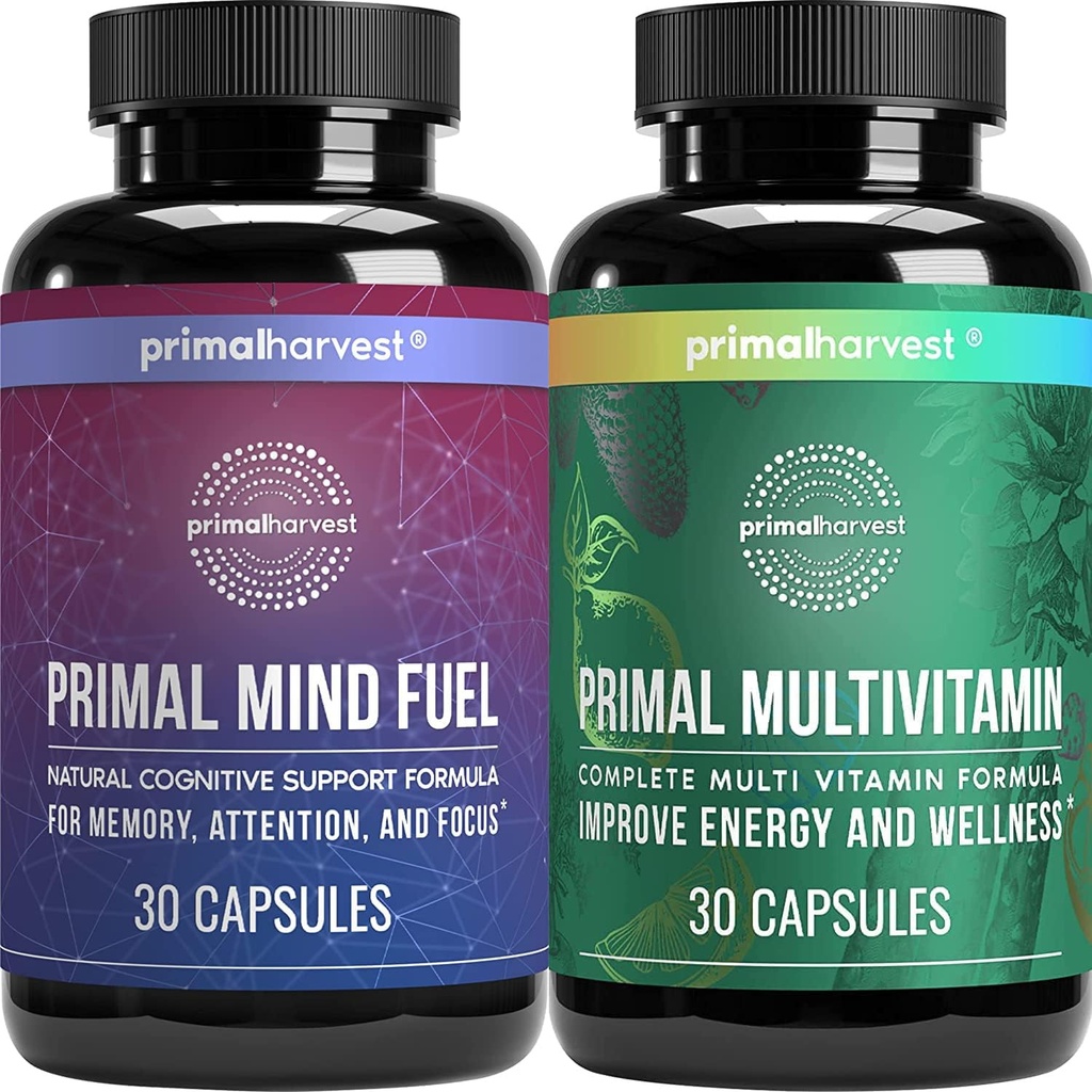 Primal Harvest Primal Mind Fuel & Multivitamine Suppléments pour les femmes et les hommes Capsules multivitamines et pilules mentales
