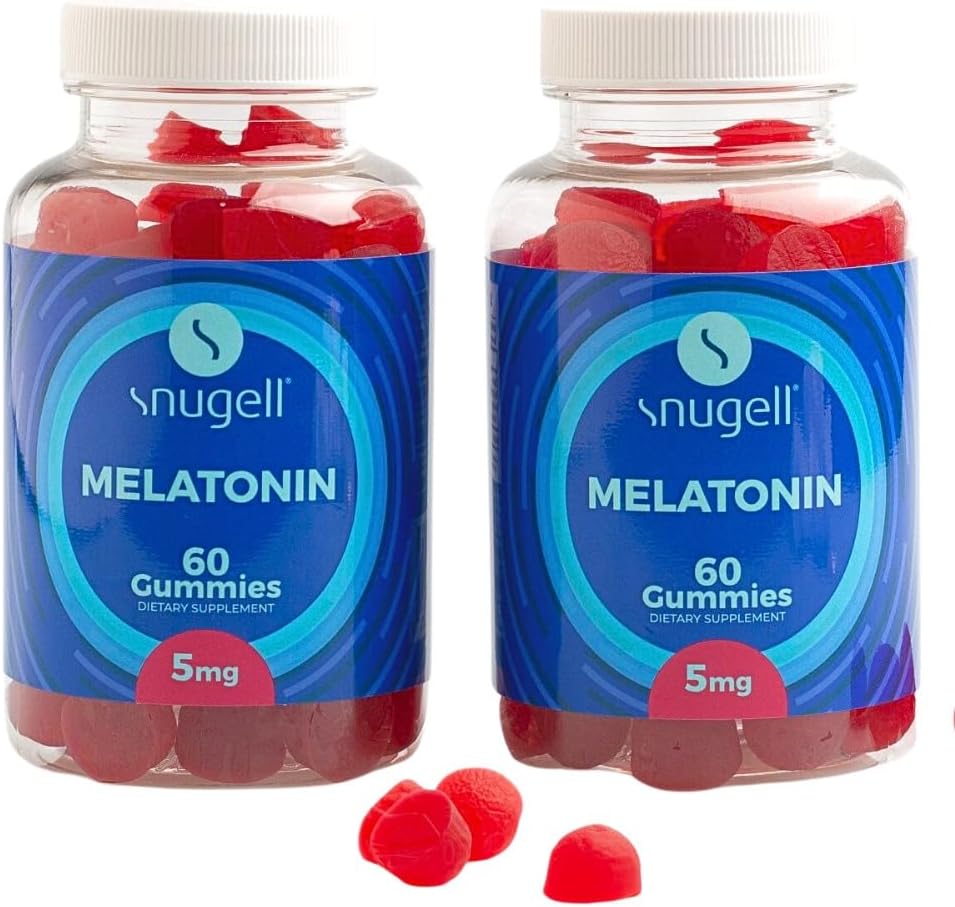 Snugell Melatonin Gommies 5 mg – Supplément diététique 60-Count – Arôme de mélange de baie pour le repos naturel – Vegan, non-Habit formant, non-OGM, à base de pectine, sans gluten – Fabriqué aux États-Unis (2)
