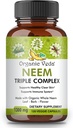 Capsules Veda Neem Biologique avec Triple Complexe Extrait de Feuille de Neem, Bark & Flower - Supplément à base de plantes stimule l'immunité, améliore la digestion, la santé de la peau et le nettoyage du soutien - 120 Compte