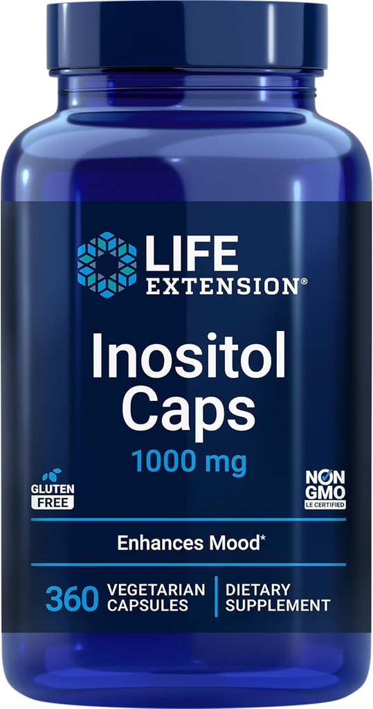 Inositol – 1000 mg, Myo-Inositol – Santé de l'humeur, bien-être, métabolisme sain, équilibre hormonal – sans gluten, non OGM, végétarien – 360 capsules