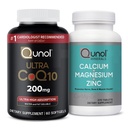Qunol CoQ10 200mg Softgels, Ultra High Absorption Coenzyme Q10 Supplements - 2 Month Supply - 60 Count Magnesium 3 in 1 Tablets with Calcium, Magnesium & Zinc, 270 Count