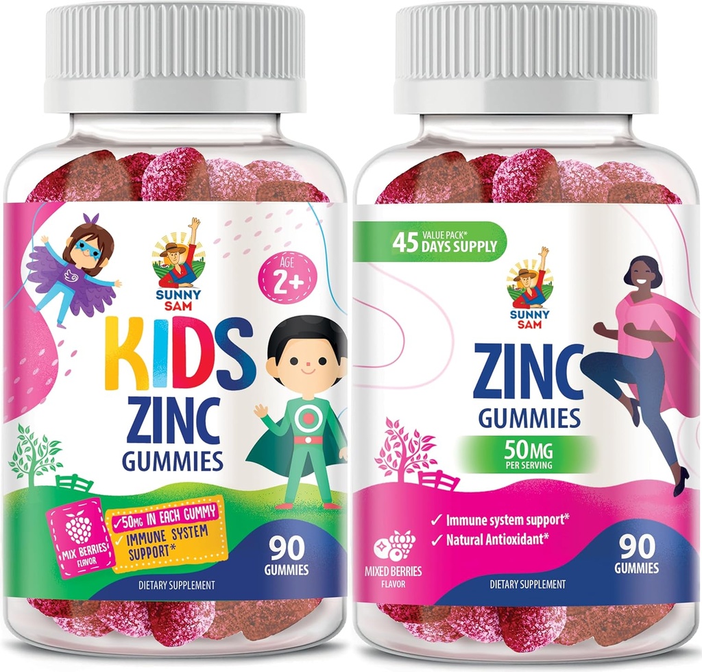 Gommies de zinc pour adultes et Gommies de zinc pour enfants. Zinc chewable Gummy pour le soutien immunitaire - puissant naturel antioxydant non-OGM supplément pour les enfants hommes femme adultes