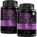 Capsules de sommeil de la mélatonine 12-en-1 - Aide naturelle au sommeil pour les adultes avec la mélatonine 5mg et le glycinate de magnésium 500mg, Aide au sommeil avec Ashwagandha, L Theanine, racine valériane, GABA, 5-HTP (90ct, paquet de 2)