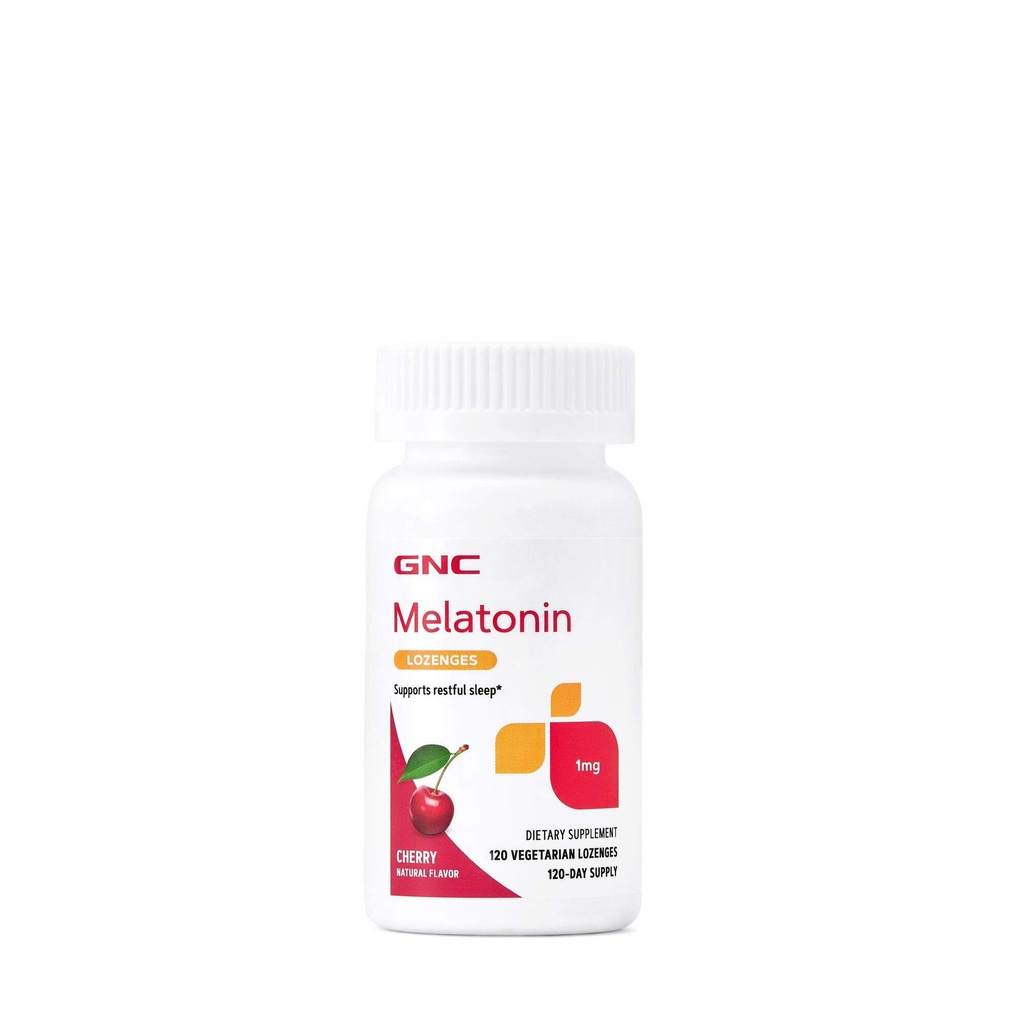 GNC Melatonin 1mg - Cerise, soutient le sommeil reposant, 120 Lozenges