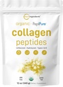 Micro-ingrédients Collagène Peptides Poudre biologique, 12 oz Type I et III + Protéines naturelles Source de la viande bovine d'herbes Unflavored