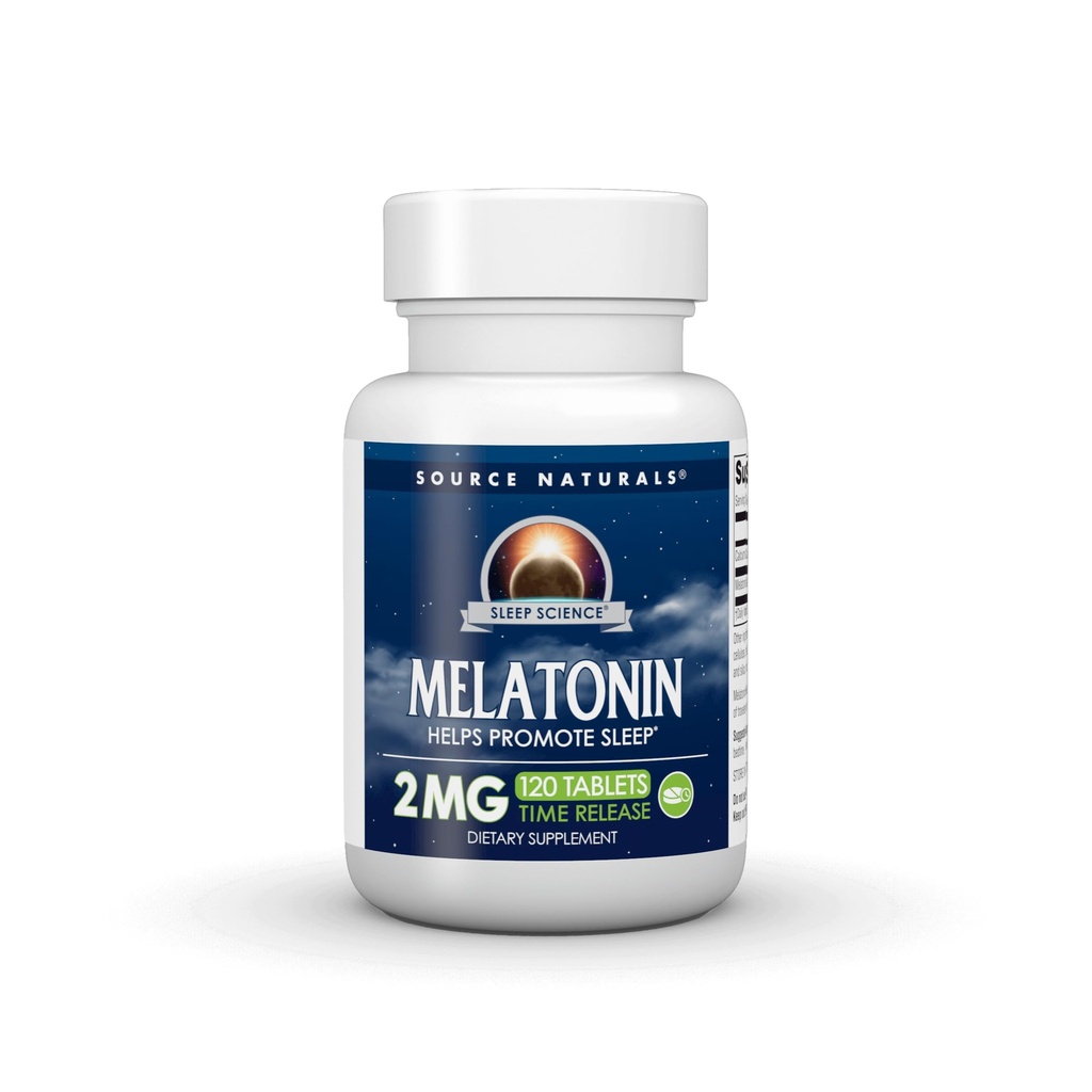 Source Naturals Melatonine, aide à favoriser le sommeil* - 2 mg - 120 comprimés de libération dans le temps