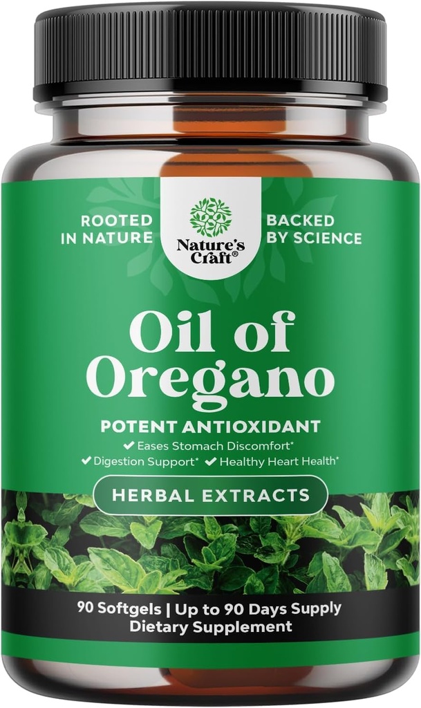 Huile sauvage de softgels d'Origan - Détox doux pour le support immunitaire - Huile d'Origan concentré softgels avec Carvacrol 70% - Essences Digestion, Gut Balance & Cleanse Body - Suppléments à base de plantes fiables - 90 Ct