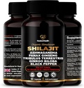 Capsules Himalayan Shilajit avec Ashwagandha, Ginseng, Tribulus, Ginkgo & Black Pepper – Mélange botanique végétalien sans gluten pour le bien-être quotidien et la vitalité – 60 Capsules