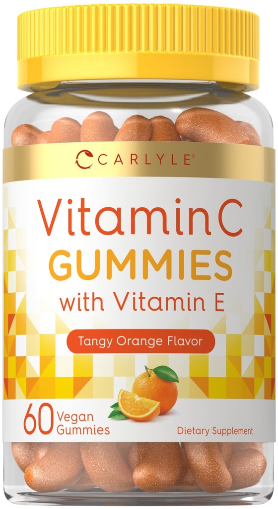Carlyle Vitamine C Gommies de 60 Count d'orange avec vitamine E. Végétalien, sans OGM et supplément sans gluten