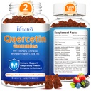 2 Pack Quercetin avec Gummée de Bromélain, Quercetin avec Vitamine C Zinc & Elderberry pour système immunitaire et allergie, Gummées à croquer et végétalien, mélange de fleur de baie 120 Cts