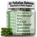 Mulléine TUDCA NAC Quercetine avec Gummée de Bromélain, N‐acétylcystéine N‐acétyl‐Cystéine N‐acétyl‐L‐Cystéine Sels biles Thistle de lait, gouttes de feuille de Mulléine et Lozanges Alt Supplément pour poumons 500-mg 600-mg