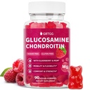Glucosamine Chondroïtine Gommies avec MSM & Elderberry Extra Strength 3000MG - Soutien articulaire, Supplément de soutien immunitaire antioxydant pour adultes, hommes et femmes - 90 Gommies de framboises