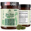 Gommies de mousse de mer naturel 16-en-1 - Ashwagandha Huile de graines noires Dentelle de la rouille Turmère Vitamine C & D3 avec Dandelion de racine de bourrelet Manuka Vinaigre de cidre de pomme à quai jaune (Pomme verte)