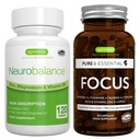 Neurobalance + Focus Brain Booster Vegan Bundle, High Absorption Zinc Magnesium & B6 + Caffeine, Amino Acids & Methylated B-Vitamins, by Igennus