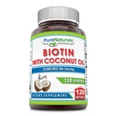 Pure Naturals Biotin 10000 Mg avec extra vierge huile de coco biologique 120 softgels