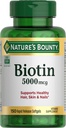 Biotine Bounty de la nature, soutient le métabolisme pour l'énergie cellulaire et les cheveux sains, la peau, et les ongles, 5000 mcg, 150 Softgels