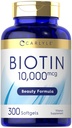 Carlyle Biotin 10000mcg (300 Softgels) Max Strength pour cheveux, peau et ongles (non-OGM, supplément sans gluten)