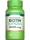 Nature's Truth Biotin 10 000 mcg , libération rapide Softgels , 100 Count , Supplément sans OGM et sans gluten