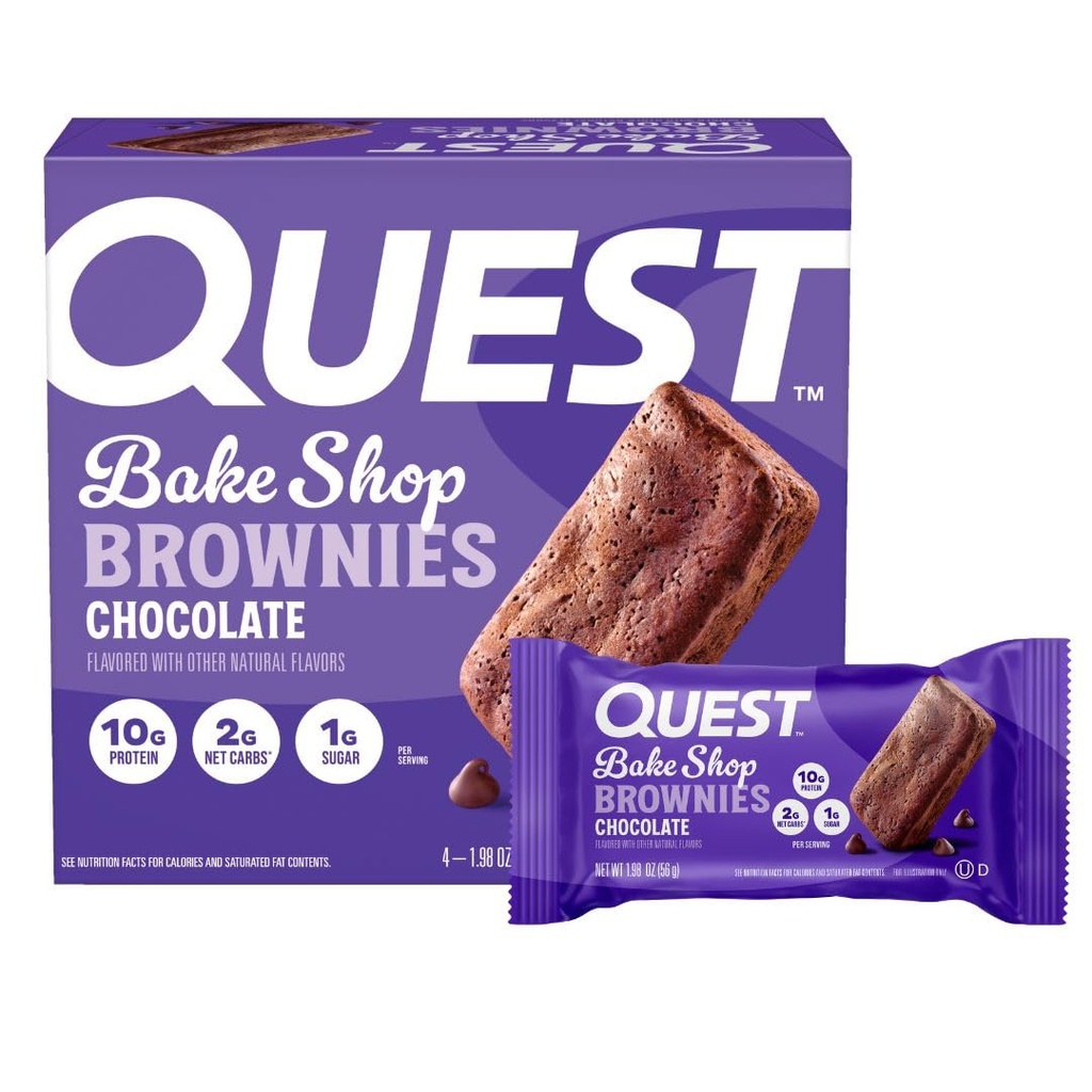 Quest Nutrition Bake Shop, Chocolat Brownies, 10g de protéines, 2g de glucides nets, 1g de sucre, 4 Nombre