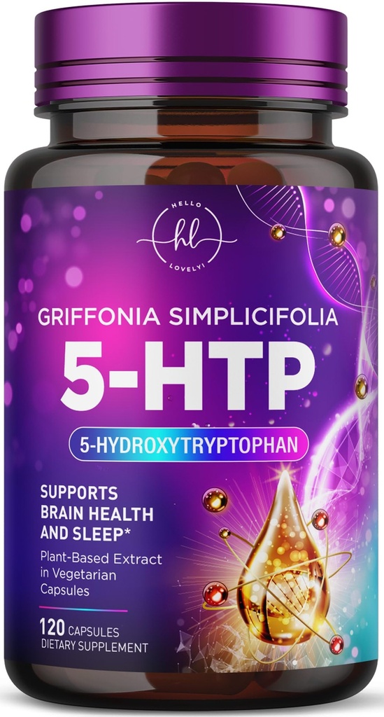 Supplément 5-HTP - 200mg par portion - Extra Strength 5HTP de Griffonia Simplicfolia - Soutient le repos, le calme naturel et la santé du cerveau - 5 Hydroxytryptophane - mis en bouteille aux États-Unis - 120 Capsules