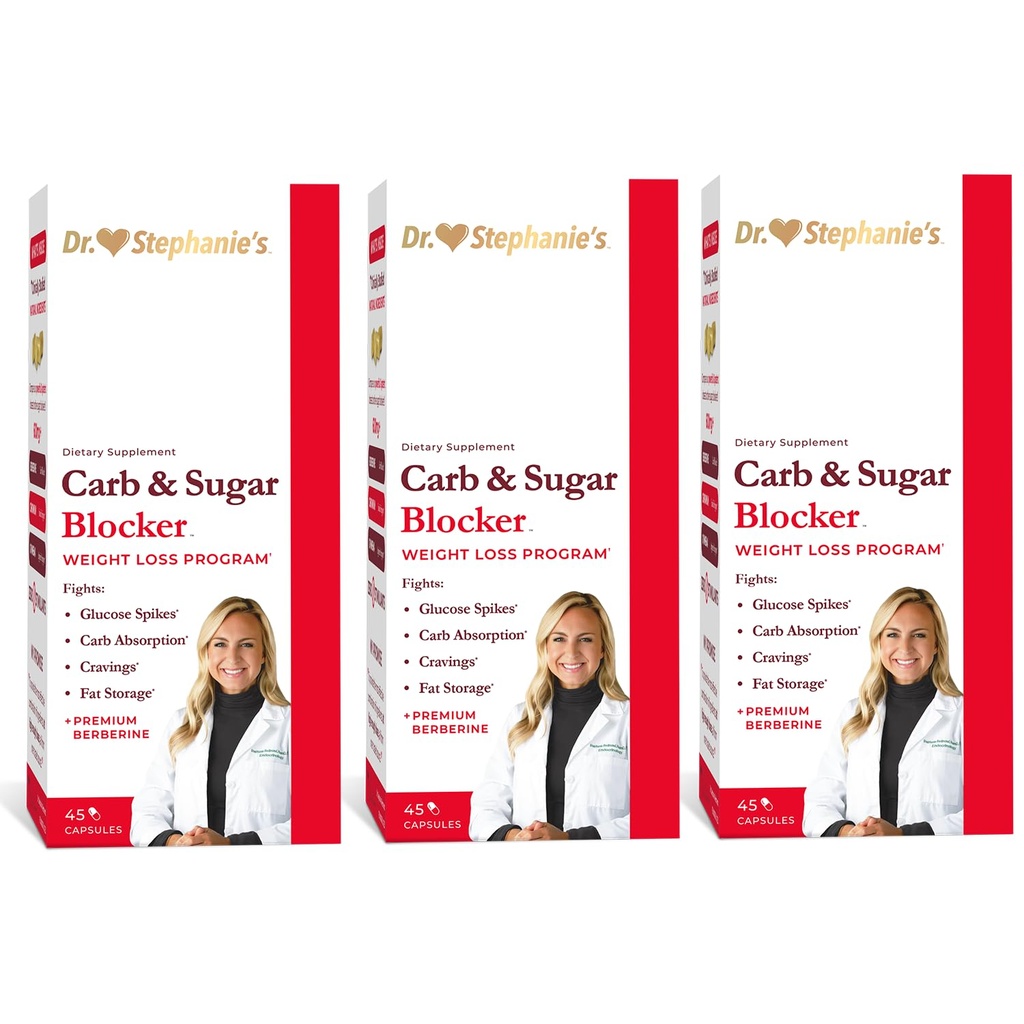 Dr Stephanie repas carbure et sucre bloqueur - réduire les glucides, sucres et calories, sans stimulant (3 paquets)