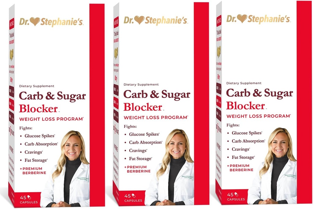Dr Stephanie repas carbure et sucre bloqueur - réduire les glucides, sucres et calories, sans stimulant (3 paquets)