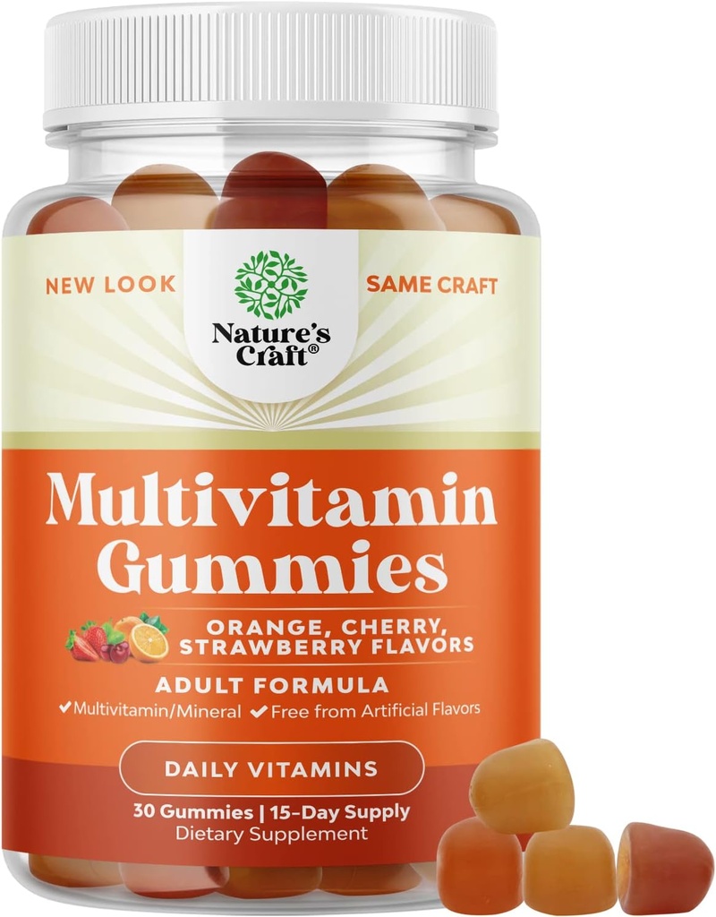 Gommies de multivitamines quotidiennes pour adultes - Mélange bien-être de vitamine D A C E B12 Zinc et biotine - Gommy de vitamine adulte pour l'énergie et l'immunité - Gommy sans gluten et sans halal 30 Compte