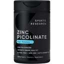 Recherche sportive Picolinate de zinc haute puissance 50mg avec de l'huile de coco biologique. Supplément de zinc très absorbant pour une fonction immunitaire et enzymatique saine - Non-OGM testé et sans gluten (120 softgels liquides)