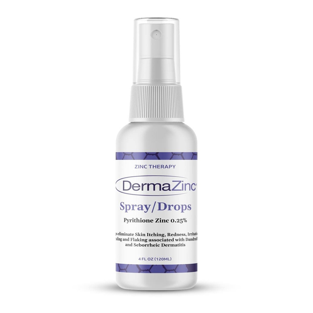 DermaZinc Therapy Spray/Drops, Zinc Spray pour les gouttes de soulagement des troubles de la peau pour le psoriasis, la dermatite, l'eczéma et autres symptômes de l'état de la peau, 4oz