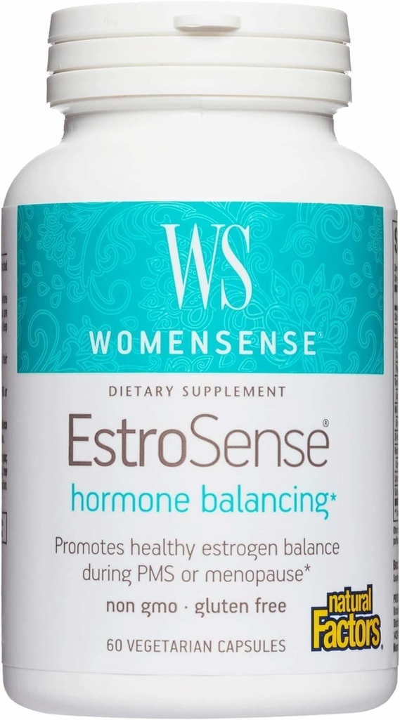 WomenSense EstroSense by Natural Factors, Natural Supplement to Support Estrogen and Hormone Balance During PMS or Menopause, Vegan, Non-GMO, 60 Capsules