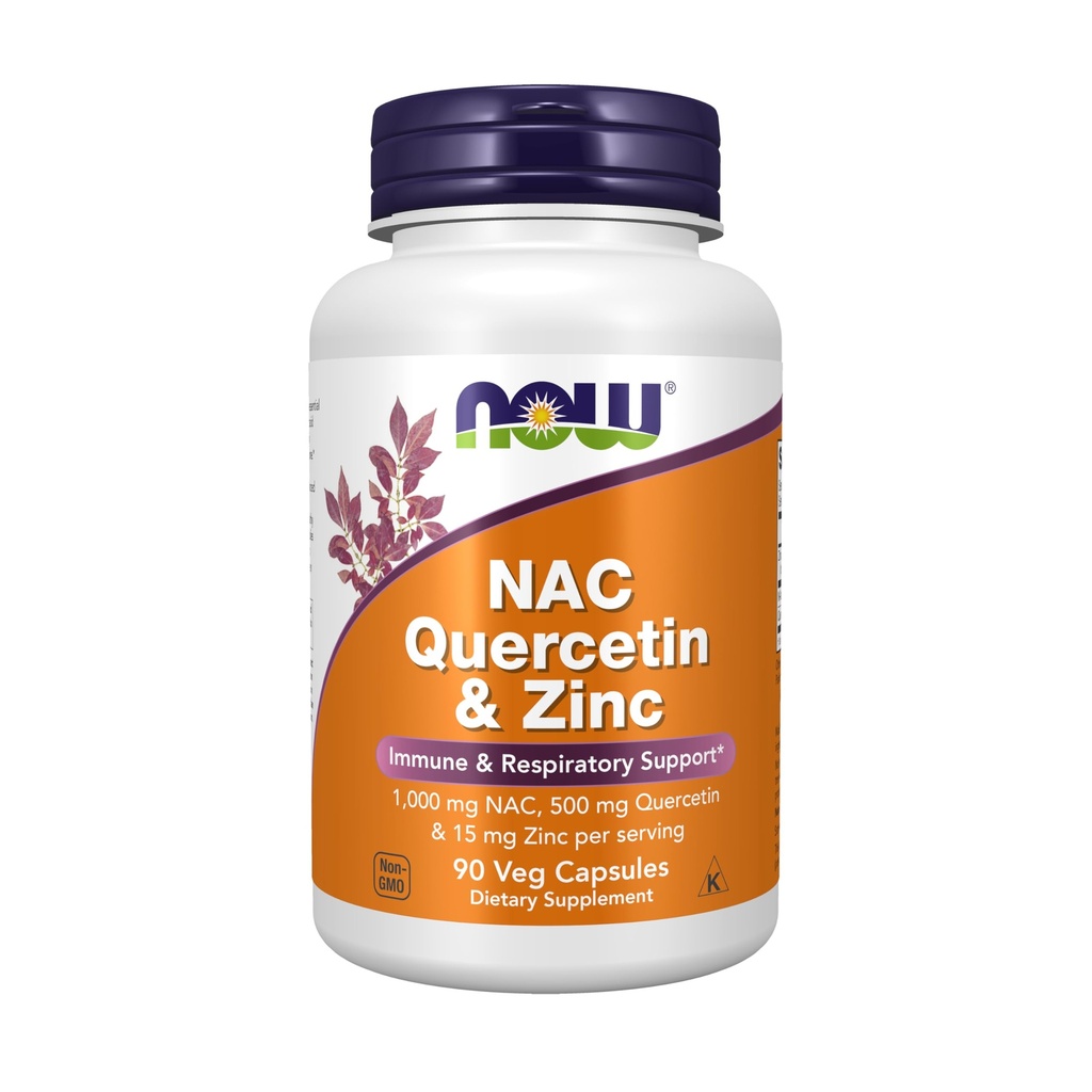Now Foods Supplements, NAC Quercetin et Zinc, Immune et Respiratoire Support*, 1 000 mg NAC, 500 mg Quercetin, 15 mg Zinc, 90 Capsules de Veg