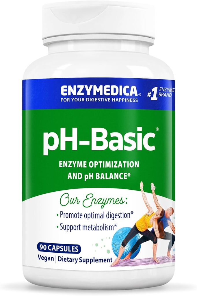 Enzymedica, pH-Basic, Comprend les enzymes digestives, les nutriments et les herbes, soutient la digestion saine et l'équilibre du pH, 90 Compte