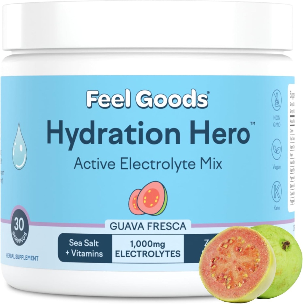 Sentez-vous Biens Hydratation Hero, 1000mg Poudre d'électrolytes, Sans sucre, Magnésium, Aloe Vera organique, Aloe biologique, L Theanine, Vitamine C & B12, Non OGM, Keto, Vegan