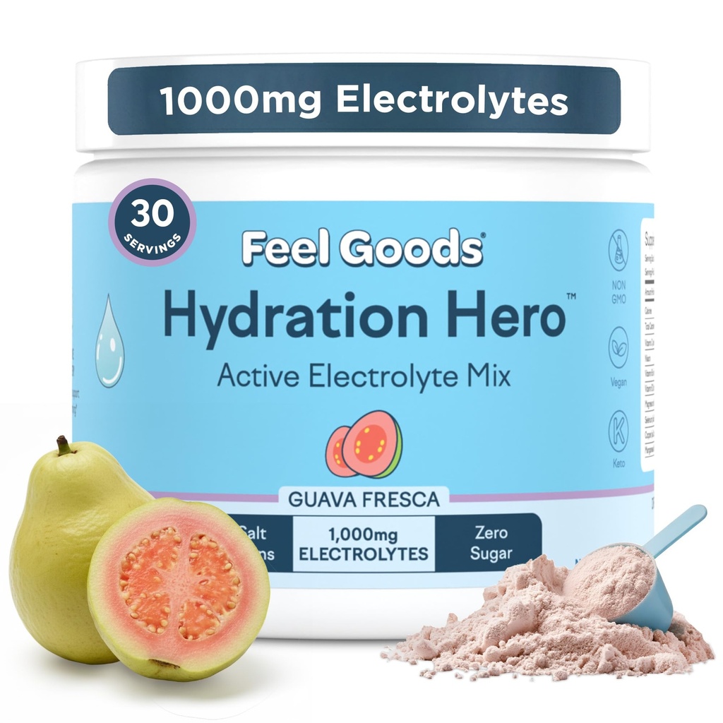 Sentez-vous Biens Hydratation Hero, 1000mg Poudre d'électrolytes, Sans sucre, Magnésium, Aloe Vera organique, Aloe biologique, L Theanine, Vitamine C & B12, Non OGM, Keto, Vegan