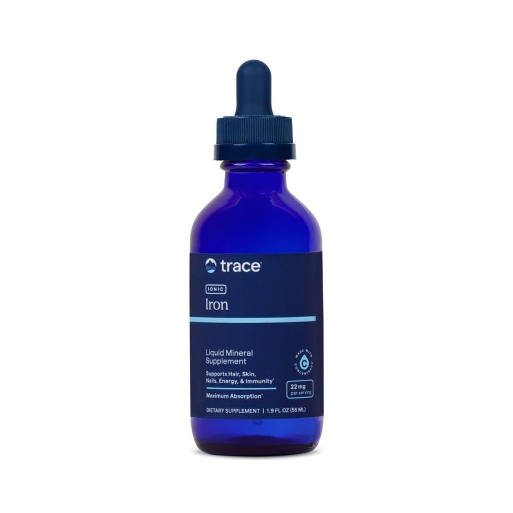 Trace Minerals Ionic Iron 22 mg - Supplément alimentaire pour soutenir le système immunitaire Santé et énergie - Supplément minéral Ionic liquide avec sulfate ferreux - 1,9 fl oz (environ 46 portions)