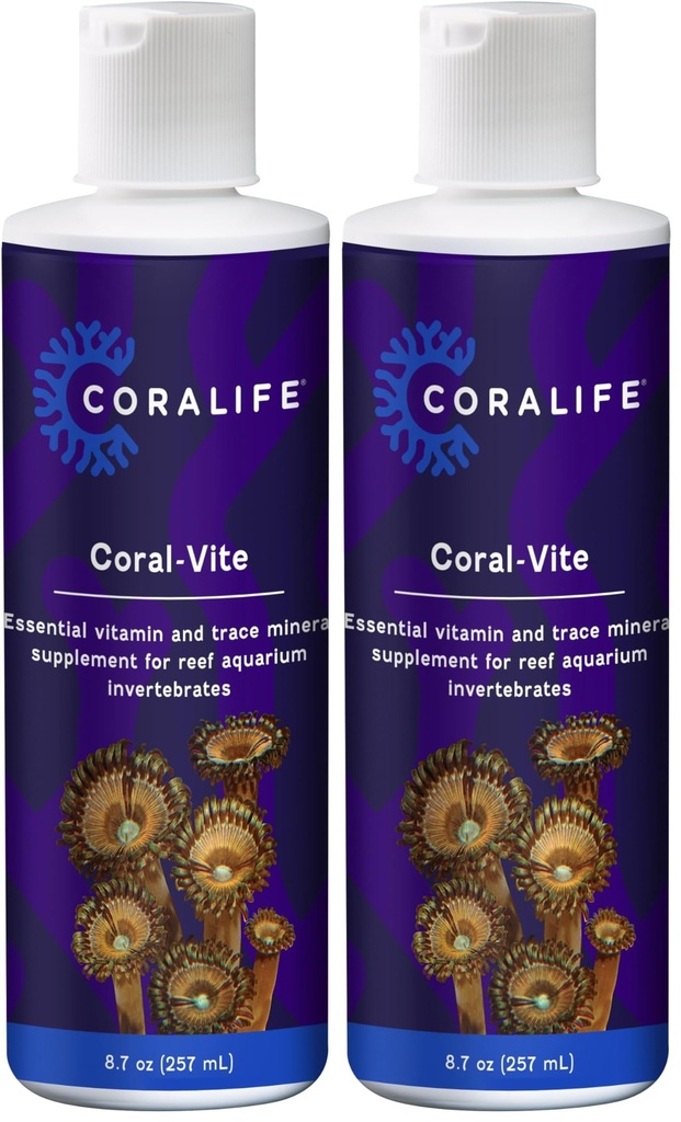 Coralife Réservoir de poisson d'eau salée Aquarium Vitamine essentielle liquide et minéral trace pour les aquariums de récif, 8 oz (paquet de 2)