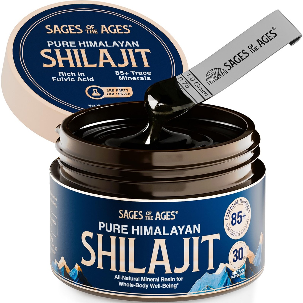 Pure Himalayan Shilajit Resin – 500 mg Max Strength Organic Fulvic Acid Complex for Men & Women – Lab Tested with 85+ Trace Minerals – Energy, Stamina & Mental Performance – 30 g Jar