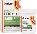 Ombre Endless Energy Probiotic Supplement, soutient la production d'énergie naturelle, mémoire, focus et santé de Gut, 12 milliards CFU, plateau-stable, 30 portions