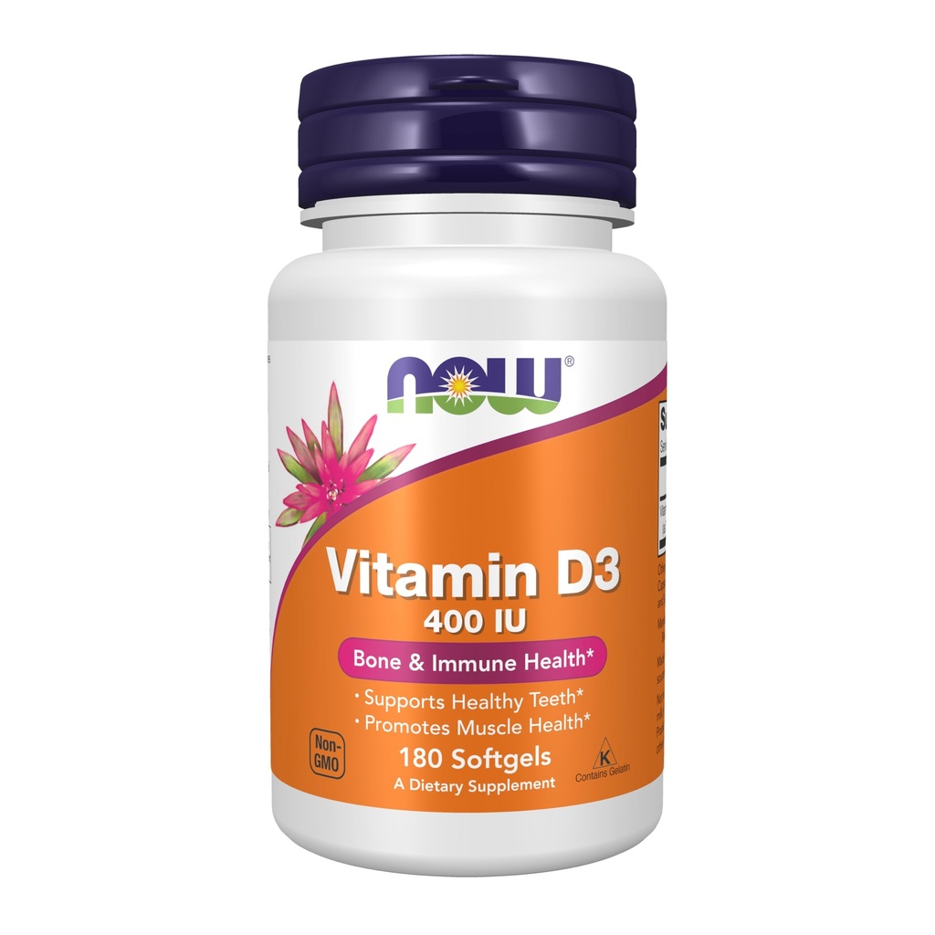 Suppléments, vitamine D-3 400 UI, os forts*, soutien structurel*, 180 softgels