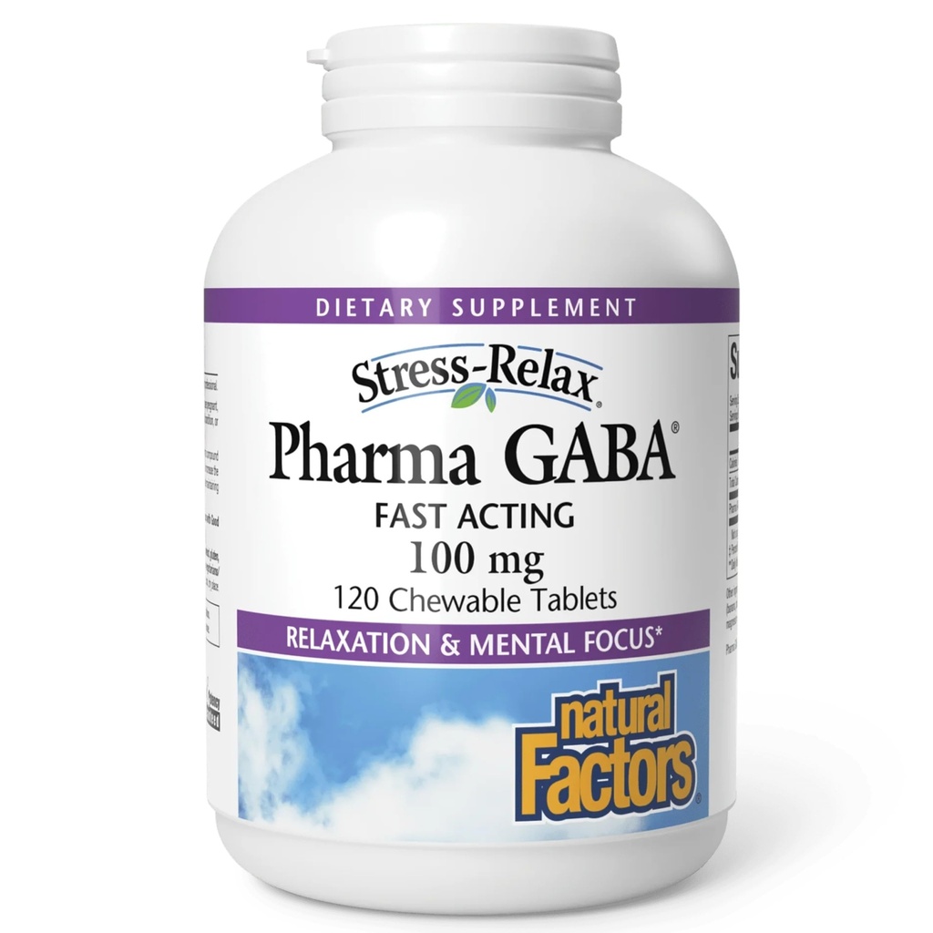 Facteurs naturels Pharma GABA - Supplément alimentaire soutient le sommeil calme et la qualité du sommeil - Supplément naturel, travail rapide Aides Focus et santé du cerveau - 120 comprimés à croquer (60 portions)