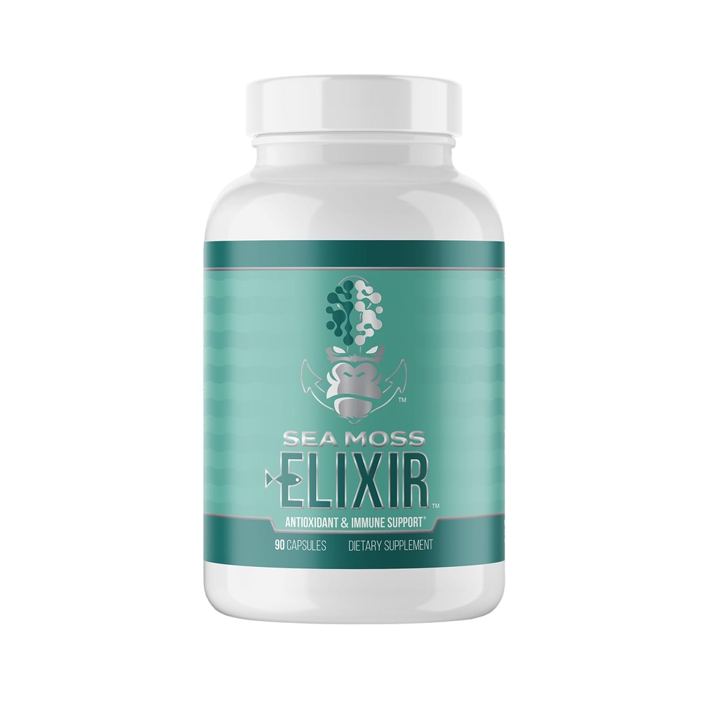 Gorilla Mind Sea Moss Elixir Capsules de support immunitaire antioxydant avec des macroalgues marines et botaniques