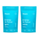 Neuro Energy & Focus Bundle - Peppermint Nootropic Gum (90ct) + Menthes (90ct), Caféine naturelle, L-Theanine, B12 + B6, Soutien sans sucre pour la clarté et l'énergie