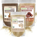XPRS Nutra Mushroom Bundle - Lion's Mane, Chaga, Red Reishi Mushrooms - Tous les champignons biologiques Bundle (16 onces chacun)