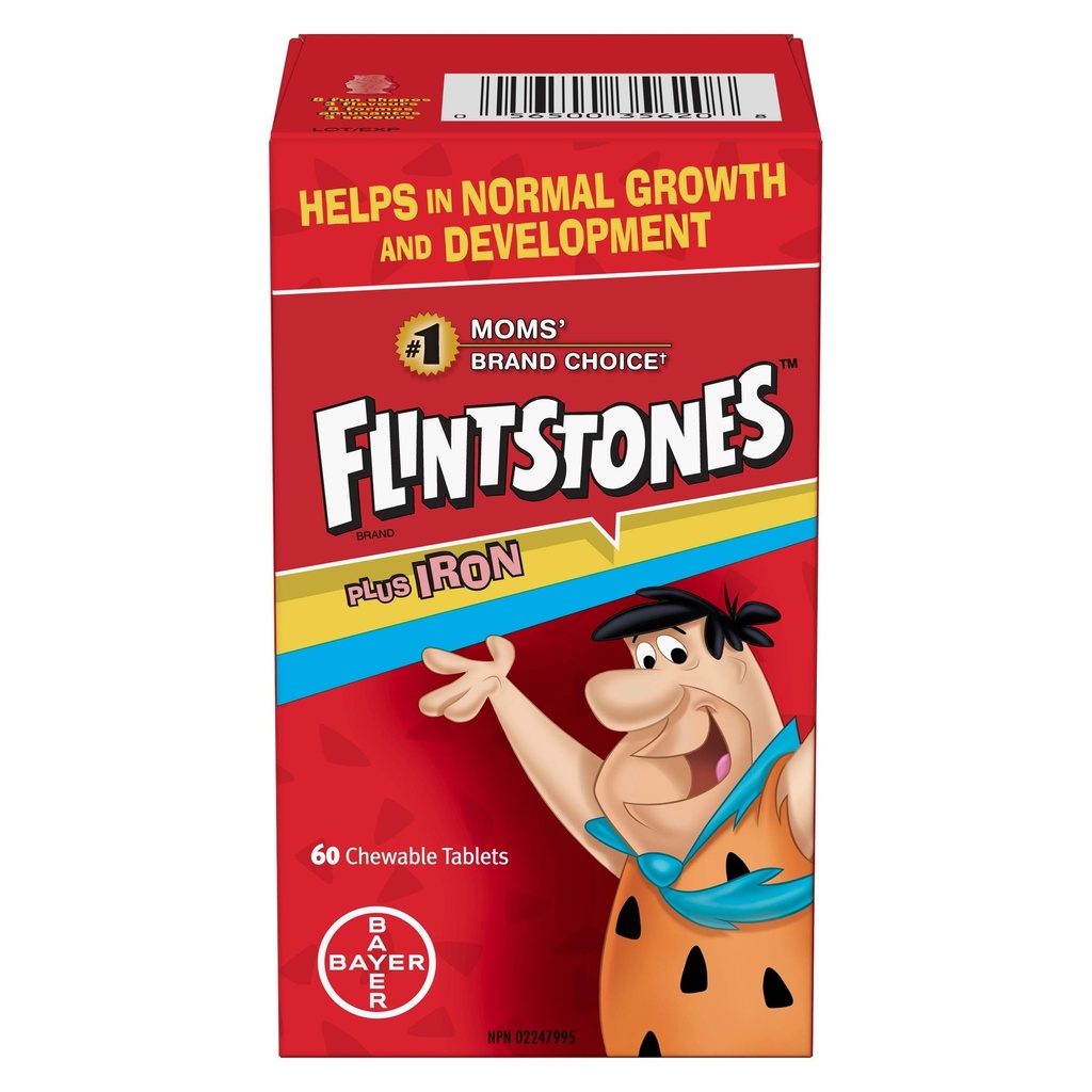 Flintstones Plus Multivitamines de fer, 60 comprimés à croquer