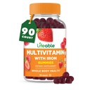 Multivitamine vivace avec fer pour adulte. 13 Vitamines et minéraux essentiels pour les hommes et les femmes. Grande dégustation naturelle Berry Flavor.