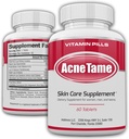 Pilules d'acné- Supplément de Tame d'acné- Vitamines claires de la peau Pilule pour traitement de la peau huileuse, Blemishes hormonales, Suppléments anti-spots et Acnes kystiques pour femmes, hommes, adolescents et adultes- 60 comprimés oraux